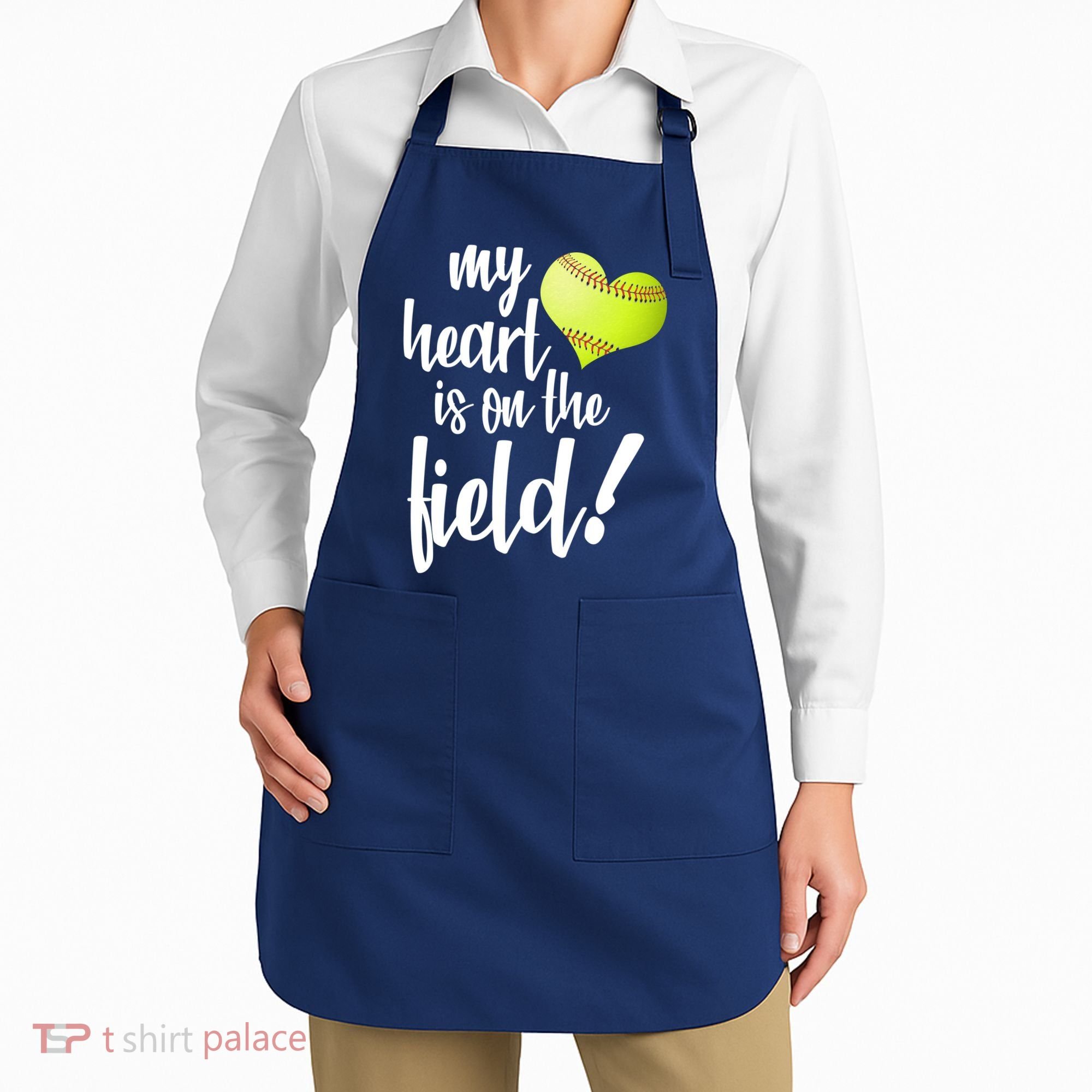 My Heart Is On The Field Baseball Player Apron