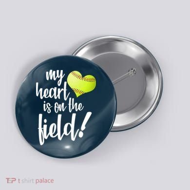 My Heart Is On The Field Baseball Player Button