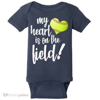 My Heart Is On The Field Baseball Player Baby Bodysuit
