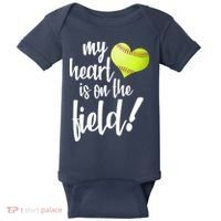 My Heart Is On The Field Baseball Player Baby Bodysuit thumb 0