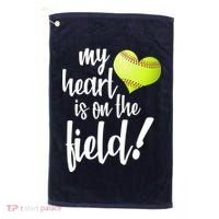 My Heart Is On The Field Baseball Player Golf Towel thumb 0