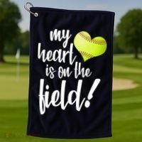 My Heart Is On The Field Baseball Player Golf Towel thumb 1