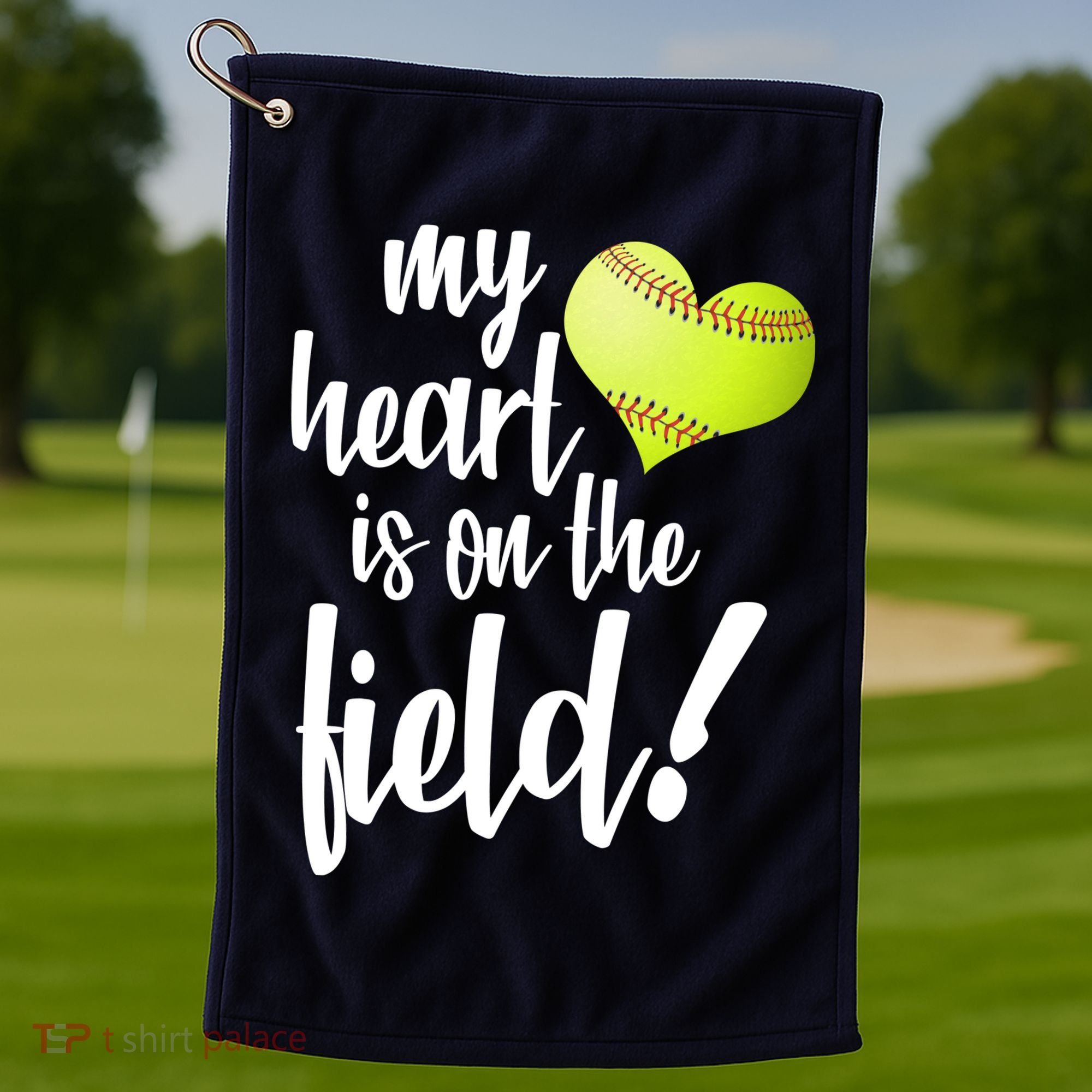 My Heart Is On The Field Baseball Player Golf Towel