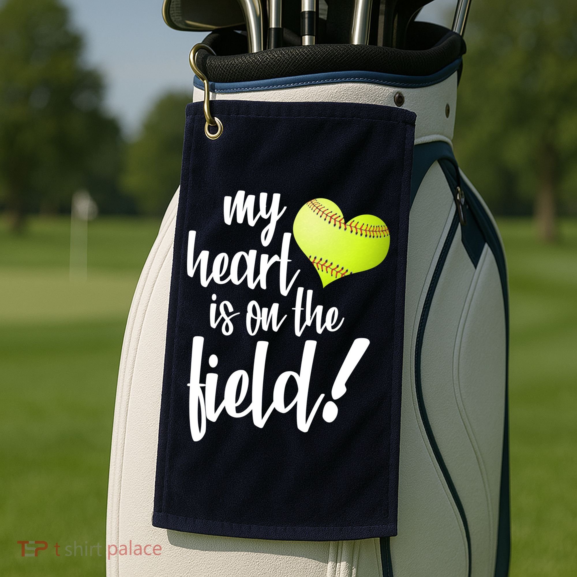 My Heart Is On The Field Baseball Player Golf Towel