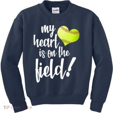 My Heart Is On The Field Baseball Player Kids Sweatshirt