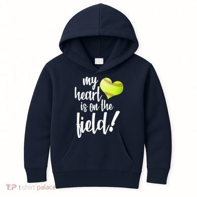 My Heart Is On The Field Baseball Player Kids Hoodie