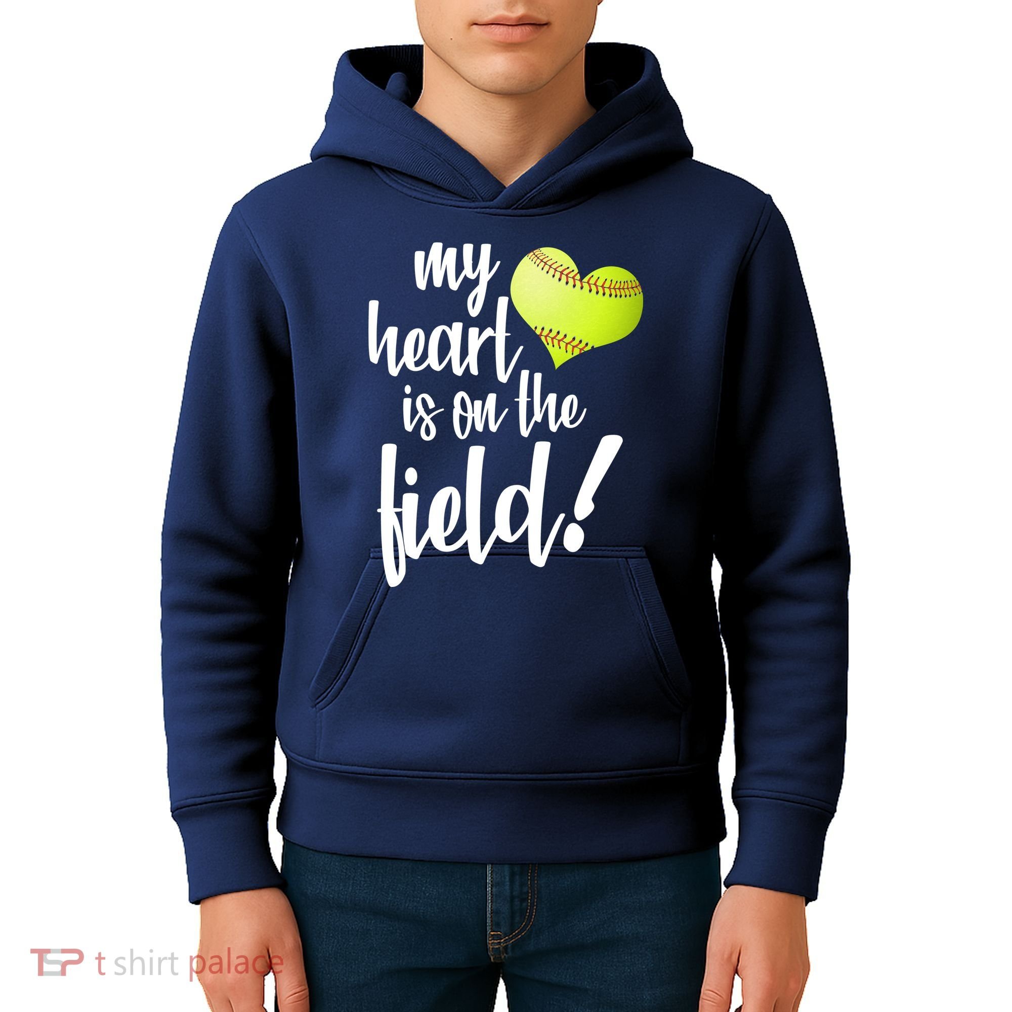 My Heart Is On The Field Baseball Player Kids Hoodie