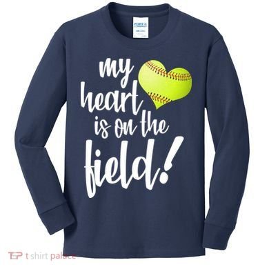 My Heart Is On The Field Baseball Player Kids Long Sleeve Shirt