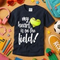 My Heart Is On The Field Baseball Player Kids T-Shirt thumb 3