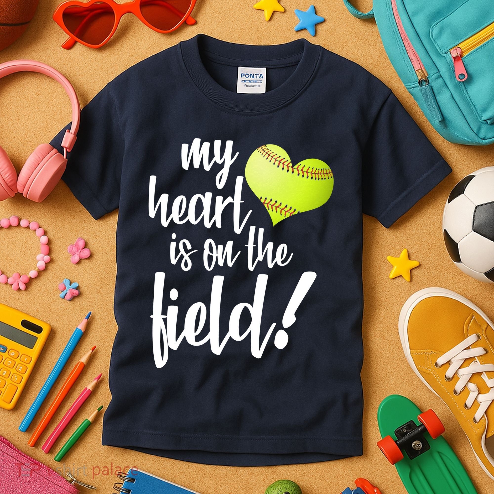 My Heart Is On The Field Baseball Player Kids T-Shirt