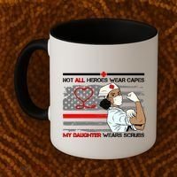 My Hero Daughter Wears Scrubs Nurse Coffee Mug thumb 2
