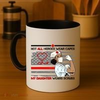 My Hero Daughter Wears Scrubs Nurse Coffee Mug thumb 4