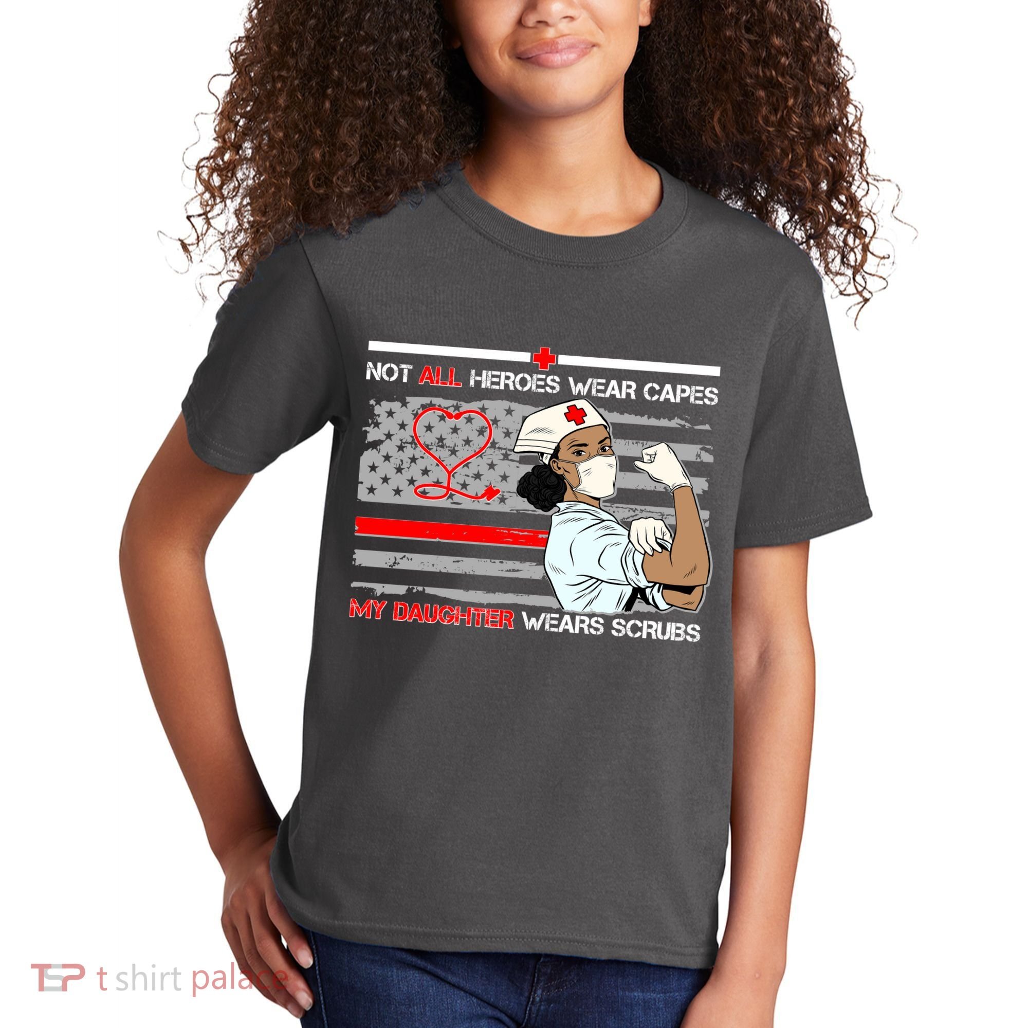 My Hero Daughter Wears Scrubs Nurse Kids T-Shirt