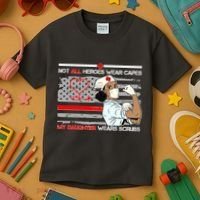 My Hero Daughter Wears Scrubs Nurse Kids T-Shirt thumb 3