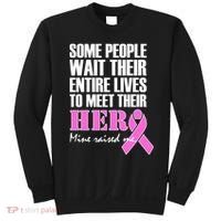 My Hero Raised Me Breast Cancer Awareness Sweatshirt thumb 0