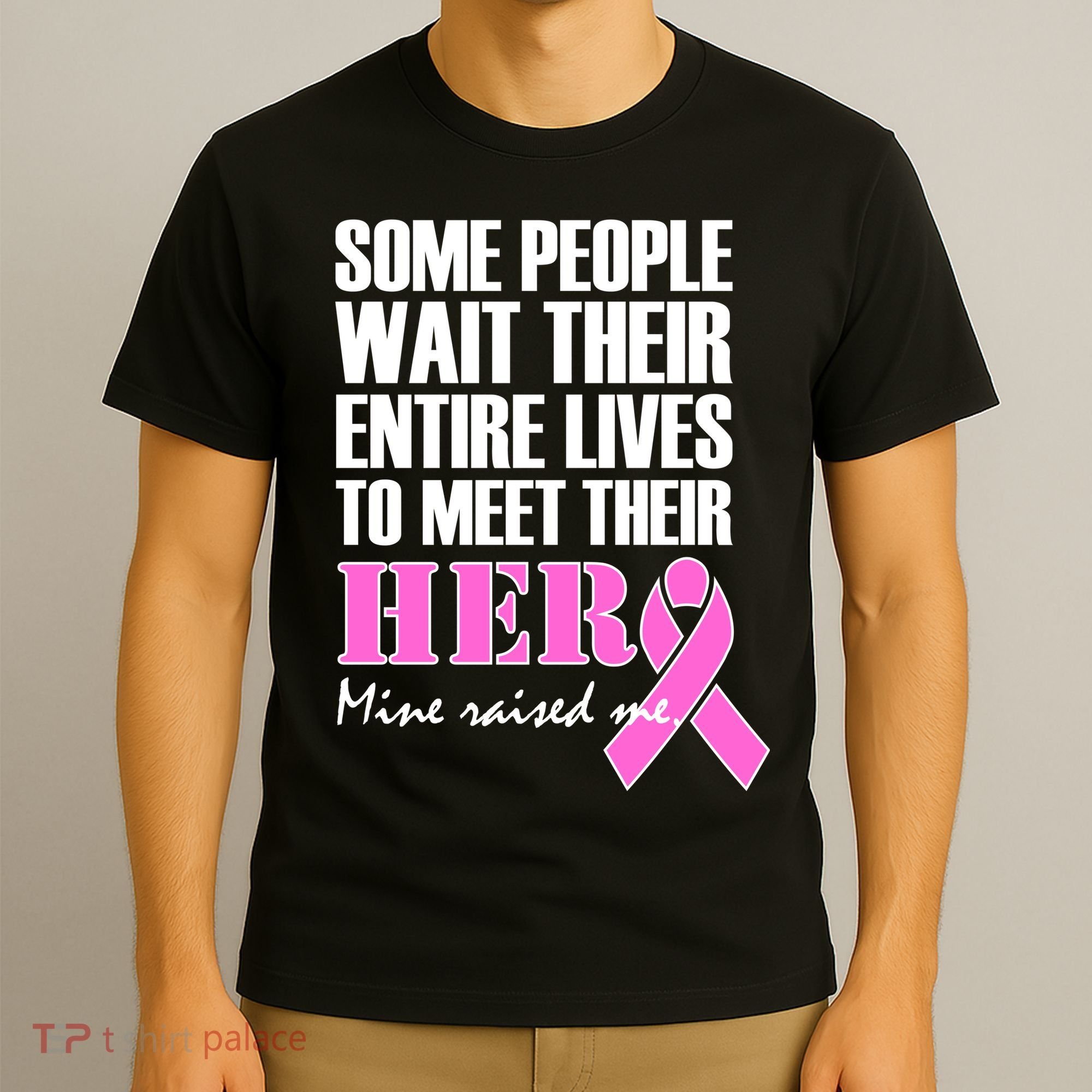 My Hero Raised Me Breast Cancer Awareness T-Shirt