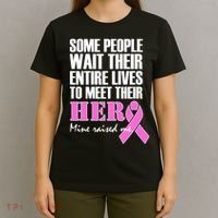 My Hero Raised Me Breast Cancer Awareness T-Shirt thumb 4