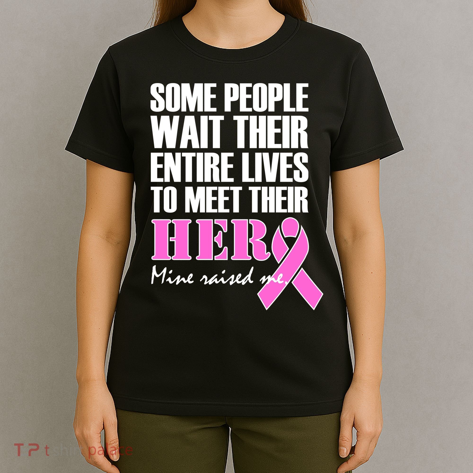 My Hero Raised Me Breast Cancer Awareness T-Shirt