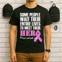 My Hero Raised Me Breast Cancer Awareness T-Shirt thumb 6