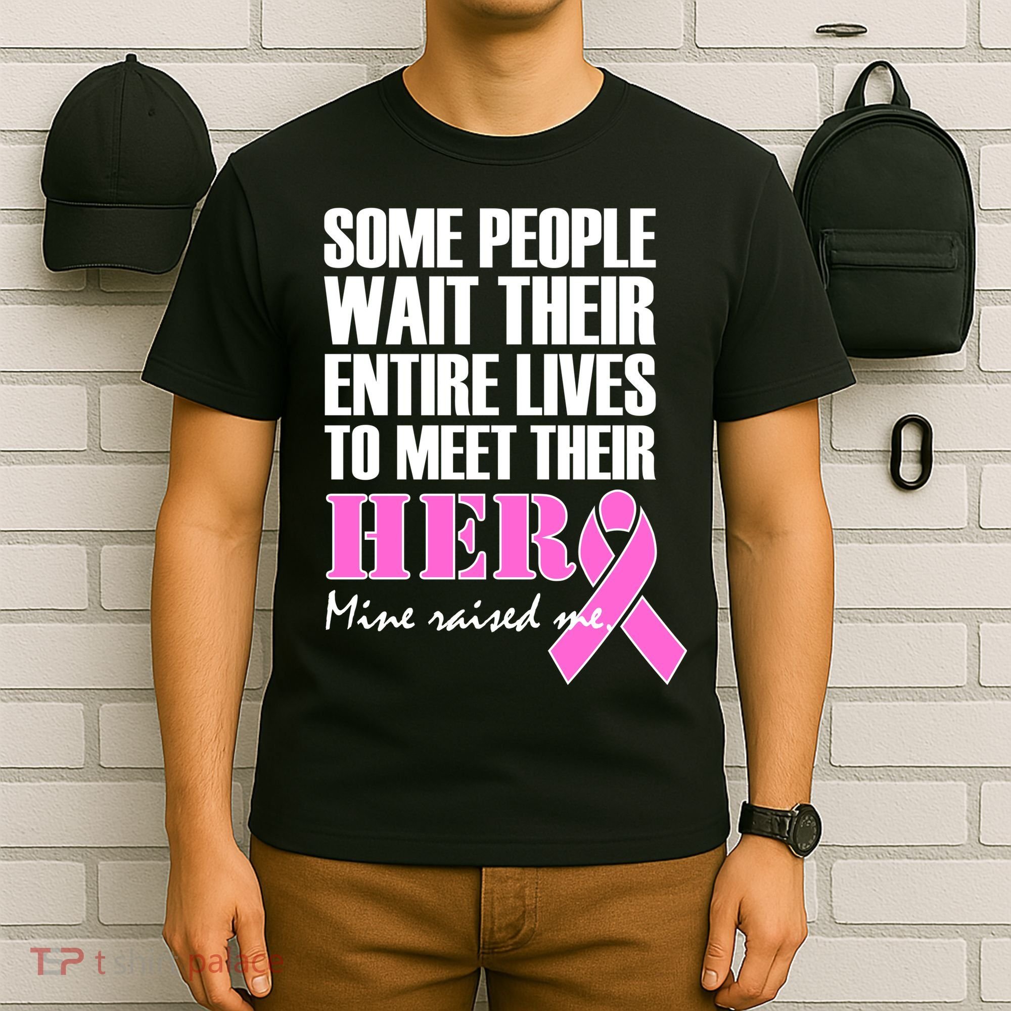 My Hero Raised Me Breast Cancer Awareness T-Shirt
