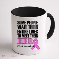 My Hero Raised Me Breast Cancer Awareness Coffee Mug thumb 1