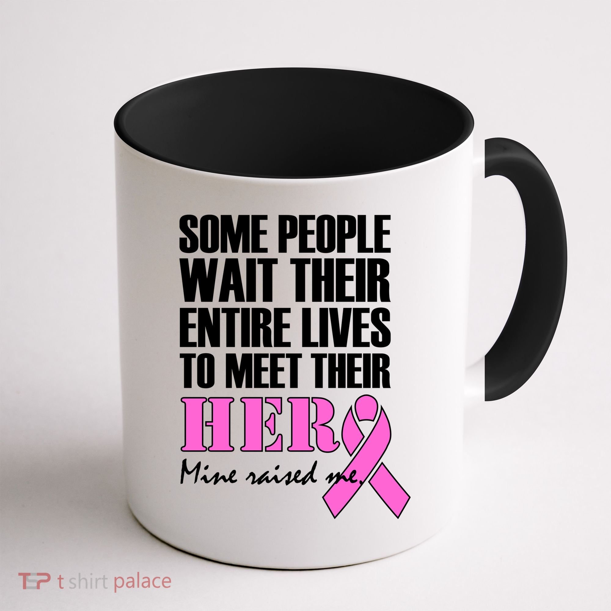 My Hero Raised Me Breast Cancer Awareness Coffee Mug