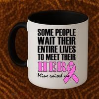 My Hero Raised Me Breast Cancer Awareness Coffee Mug thumb 2