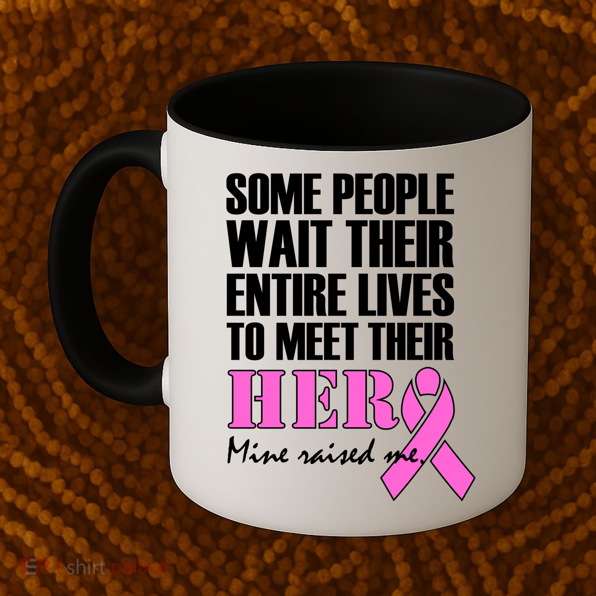 My Hero Raised Me Breast Cancer Awareness Coffee Mug