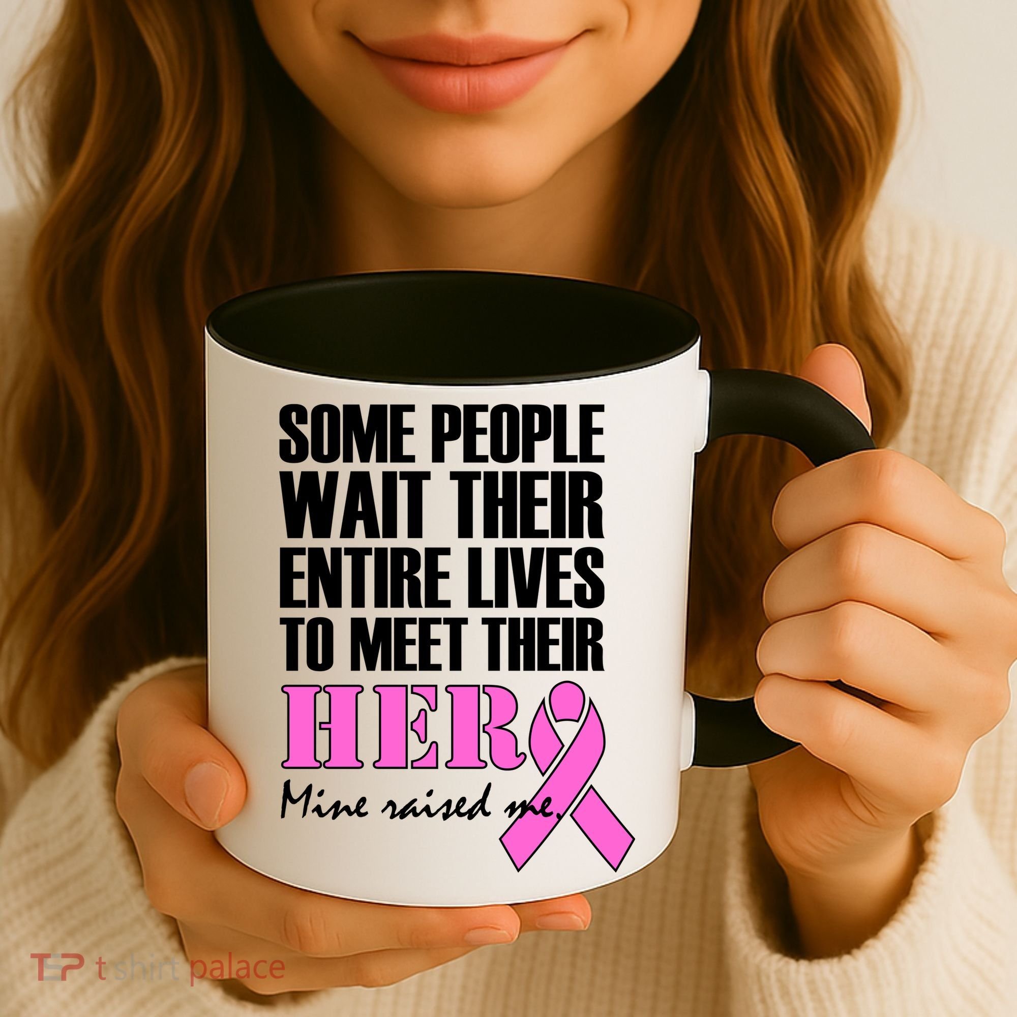 My Hero Raised Me Breast Cancer Awareness Coffee Mug