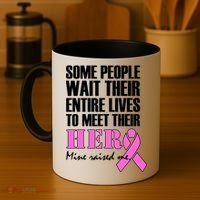 My Hero Raised Me Breast Cancer Awareness Coffee Mug thumb 4