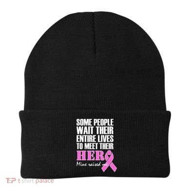 My Hero Raised Me Breast Cancer Awareness Beanie