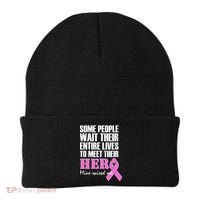 My Hero Raised Me Breast Cancer Awareness Beanie thumb 0