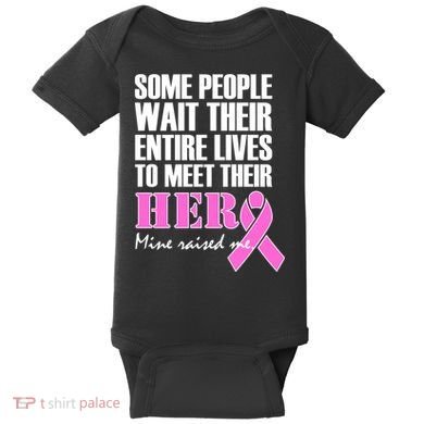My Hero Raised Me Breast Cancer Awareness Baby Bodysuit