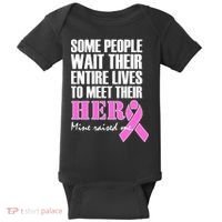 My Hero Raised Me Breast Cancer Awareness Baby Bodysuit thumb 0