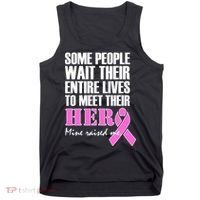 My Hero Raised Me Breast Cancer Awareness Tank Top thumb 0