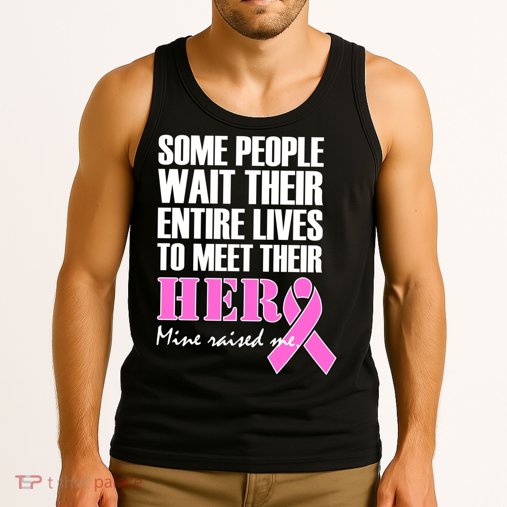 My Hero Raised Me Breast Cancer Awareness Tank Top