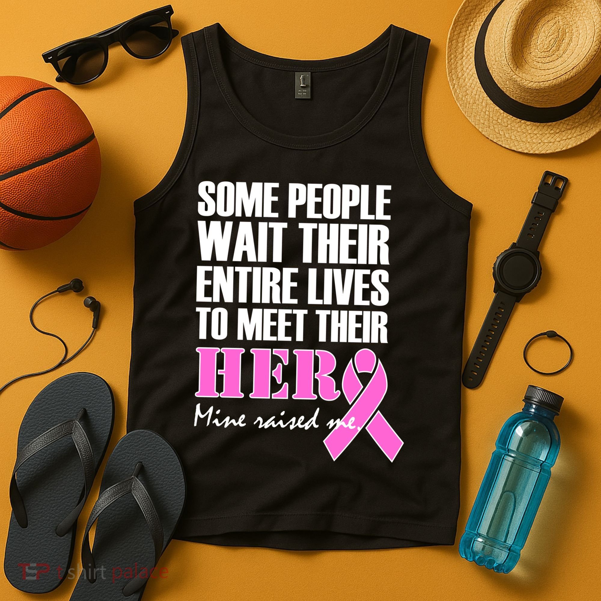 My Hero Raised Me Breast Cancer Awareness Tank Top