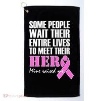 My Hero Raised Me Breast Cancer Awareness Golf Towel thumb 0