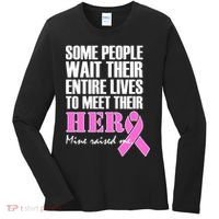 My Hero Raised Me Breast Cancer Awareness Women's Long Sleeve Shirt thumb 0