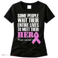 My Hero Raised Me Breast Cancer Awareness Women's T-Shirt thumb 0