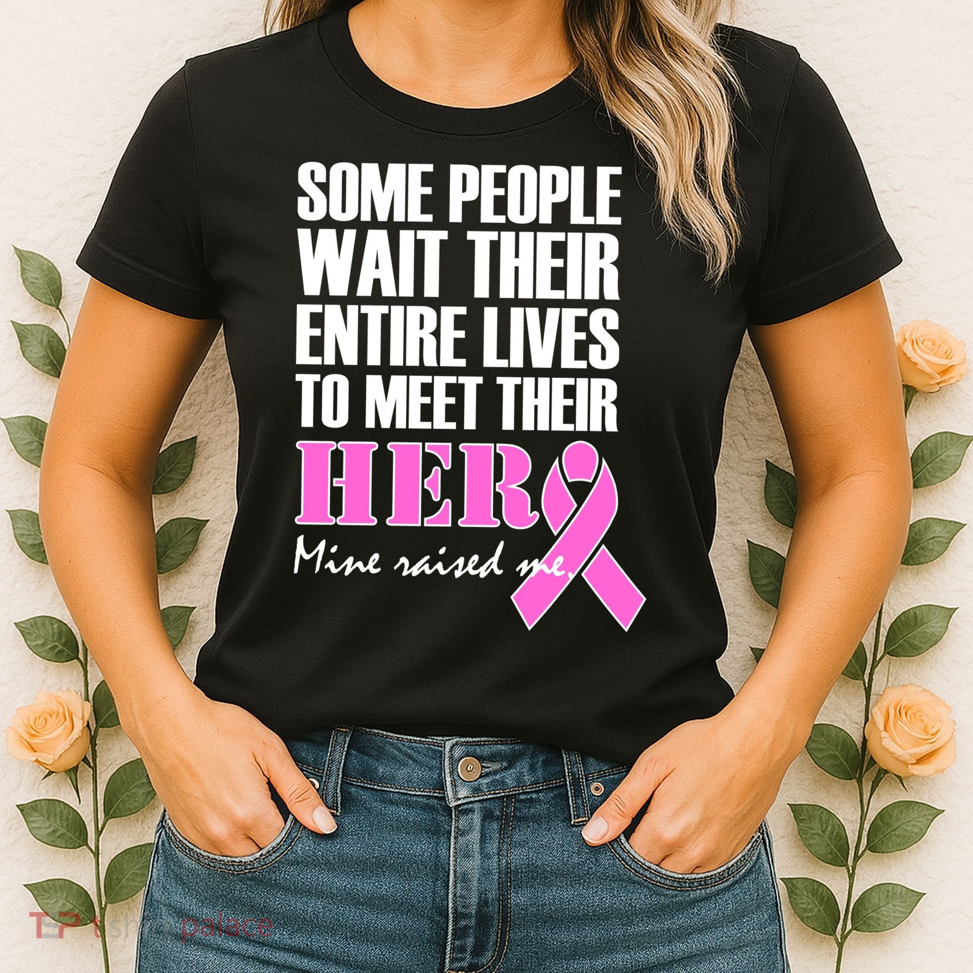 My Hero Raised Me Breast Cancer Awareness Women's T-Shirt