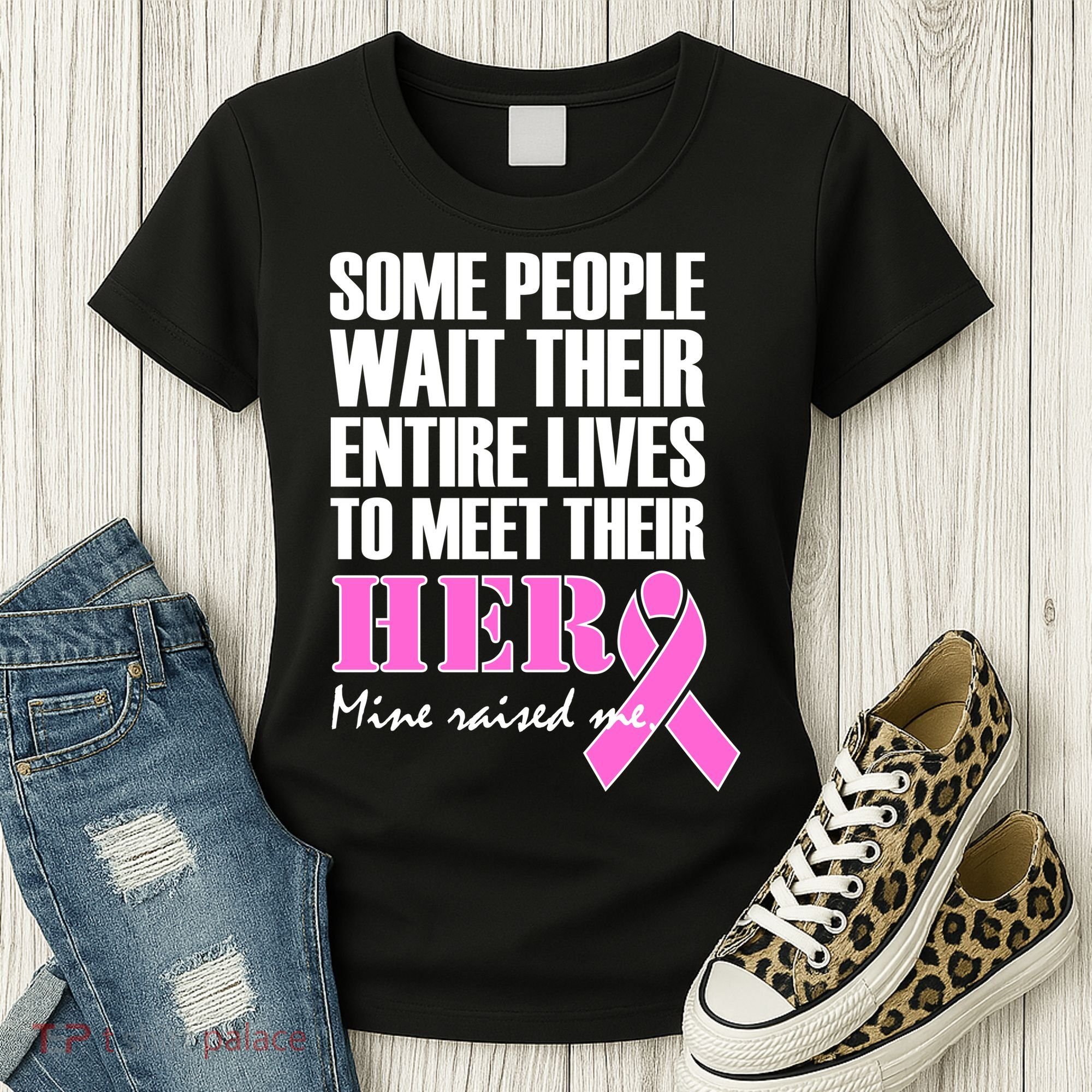 My Hero Raised Me Breast Cancer Awareness Women's T-Shirt