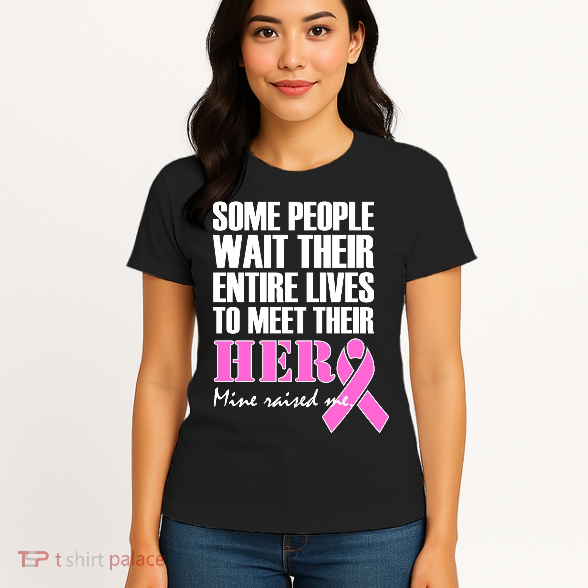 My Hero Raised Me Breast Cancer Awareness Women's T-Shirt