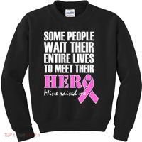 My Hero Raised Me Breast Cancer Awareness Kids Sweatshirt thumb 0