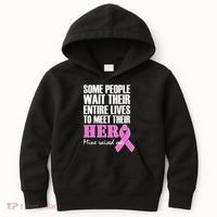 My Hero Raised Me Breast Cancer Awareness Kids Hoodie thumb 0