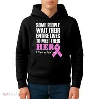 My Hero Raised Me Breast Cancer Awareness Kids Hoodie thumb 4