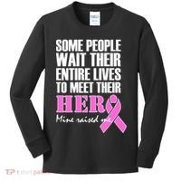 My Hero Raised Me Breast Cancer Awareness Kids Long Sleeve Shirt thumb 0