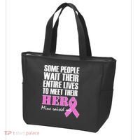 My Hero Raised Me Breast Cancer Awareness Tote Bag thumb 3