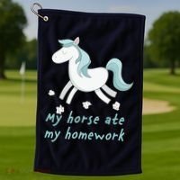 My Horse Ate My Homework Golf Towel thumb 1