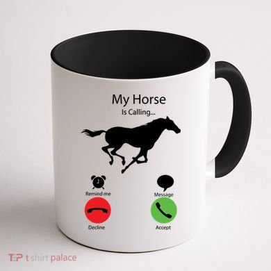 My Horse Is Calling Coffee Mug back